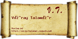 Váray Talamér névjegykártya